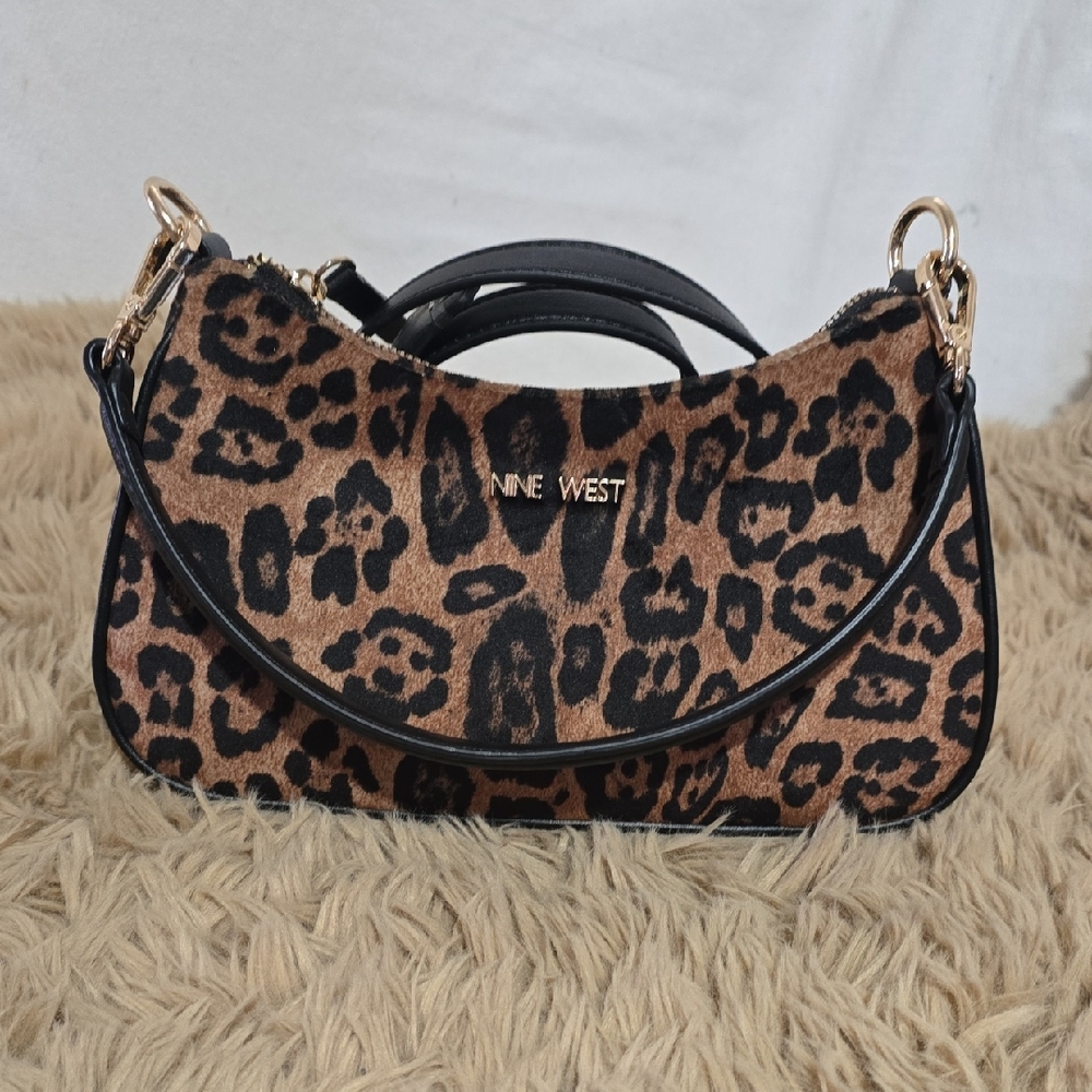 Nine West Leopard Print Mini Shoulder Bag in Brown and Black